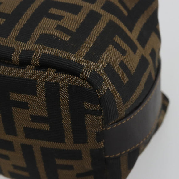 FENDI Zucca Canvas Pouch Brown Gold Tone Auth 195480