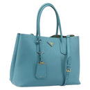 PRADA Tote Bag Saffiano leather 2way Light Blue Gold Auth 195486A-1