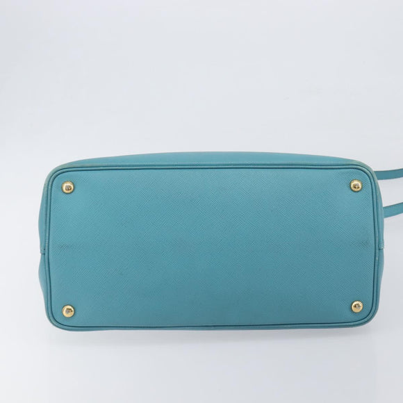 PRADA Tote Bag Saffiano leather 2way Light Blue Gold Auth 195486A