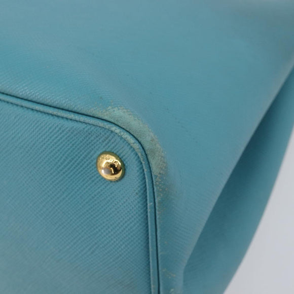 PRADA Tote Bag Saffiano leather 2way Light Blue Gold Auth 195486A
