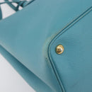 PRADA Tote Bag Saffiano leather 2way Light Blue Gold Auth 195486A-14