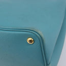 PRADA Tote Bag Saffiano leather 2way Light Blue Gold Auth 195486A-15