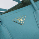 PRADA Tote Bag Saffiano leather 2way Light Blue Gold Auth 195486A-18