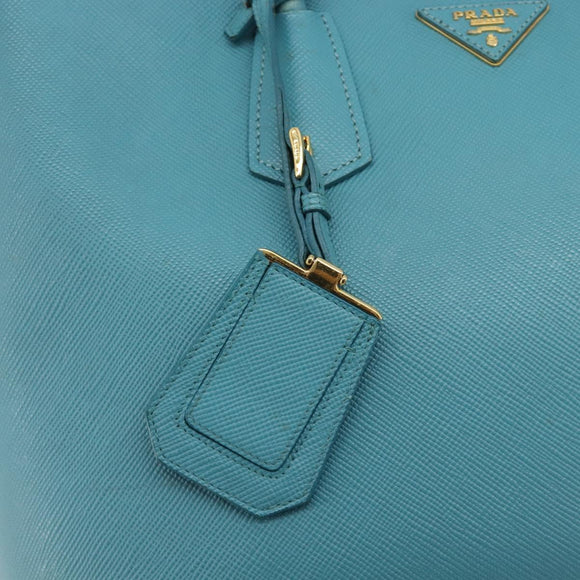 PRADA Tote Bag Saffiano leather 2way Light Blue Gold Auth 195486A