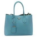 PRADA Tote Bag Saffiano leather 2way Light Blue Gold Auth 195486A-2