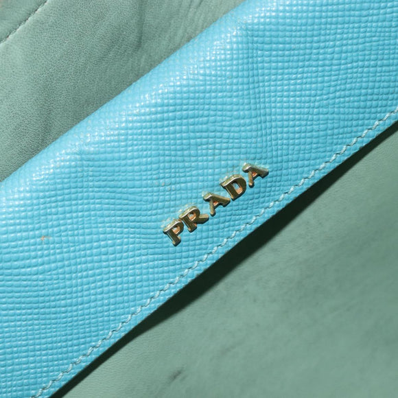 PRADA Tote Bag Saffiano leather 2way Light Blue Gold Auth 195486A