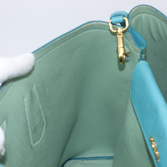PRADA Tote Bag Saffiano leather 2way Light Blue Gold Auth 195486A