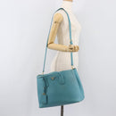 PRADA Tote Bag Saffiano leather 2way Light Blue Gold Auth 195486A-27