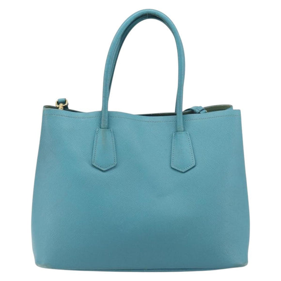 PRADA Tote Bag Saffiano leather 2way Light Blue Gold Auth 195486A