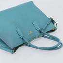 PRADA Tote Bag Saffiano leather 2way Light Blue Gold Auth 195486A-6