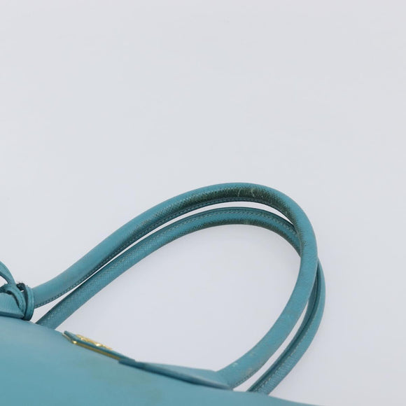 PRADA Tote Bag Saffiano leather 2way Light Blue Gold Auth 195486A