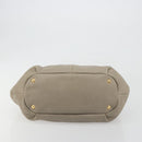 PRADA Hand Bag Leather Beige Gold Tone Auth 195487-11