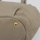 PRADA Hand Bag Leather Beige Gold Tone Auth 195487-12