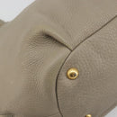 PRADA Hand Bag Leather Beige Gold Tone Auth 195487-13