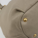 PRADA Hand Bag Leather Beige Gold Tone Auth 195487-15
