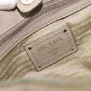 PRADA Hand Bag Leather Beige Gold Tone Auth 195487-17