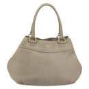 PRADA Hand Bag Leather Beige Gold Tone Auth 195487-2