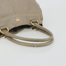 PRADA Hand Bag Leather Beige Gold Tone Auth 195487-7