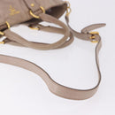 PRADA Hand Bag Leather 2way Beige Gold Tone Auth 195488-11