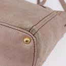 PRADA Hand Bag Leather 2way Beige Gold Tone Auth 195488-15