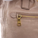 PRADA Hand Bag Leather 2way Beige Gold Tone Auth 195488-19