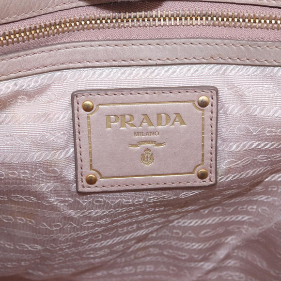 PRADA Hand Bag Leather 2way Beige Gold Tone Auth 195488