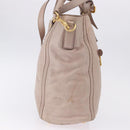 PRADA Hand Bag Leather 2way Beige Gold Tone Auth 195488-6