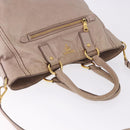 PRADA Hand Bag Leather 2way Beige Gold Tone Auth 195488-8