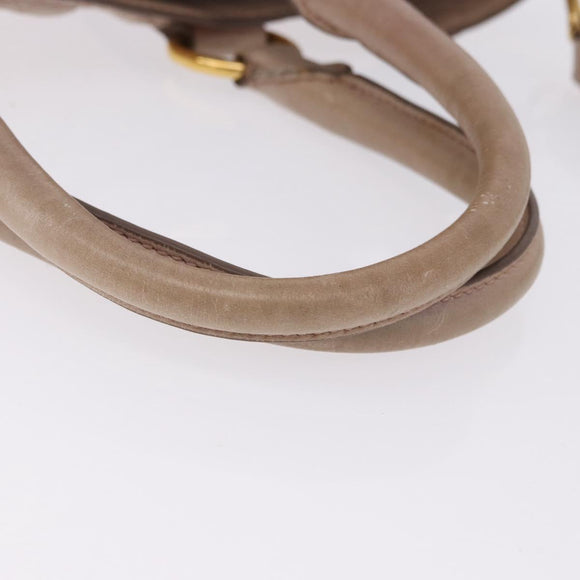 PRADA Hand Bag Leather 2way Beige Gold Tone Auth 195488