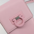 Salvatore Ferragamo Gancini Shoulder Bag Leather Pink Silver Auth 195490A-17