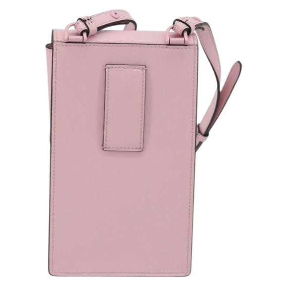 Salvatore Ferragamo Gancini Shoulder Bag Leather Pink Silver Auth 195490A