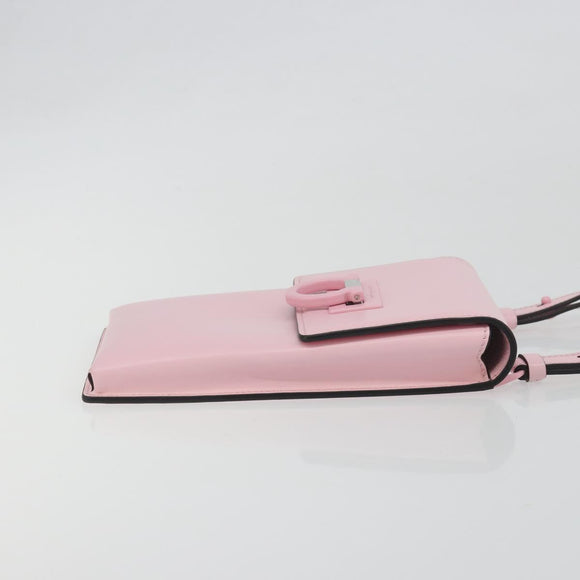 Salvatore Ferragamo Gancini Shoulder Bag Leather Pink Silver Auth 195490A