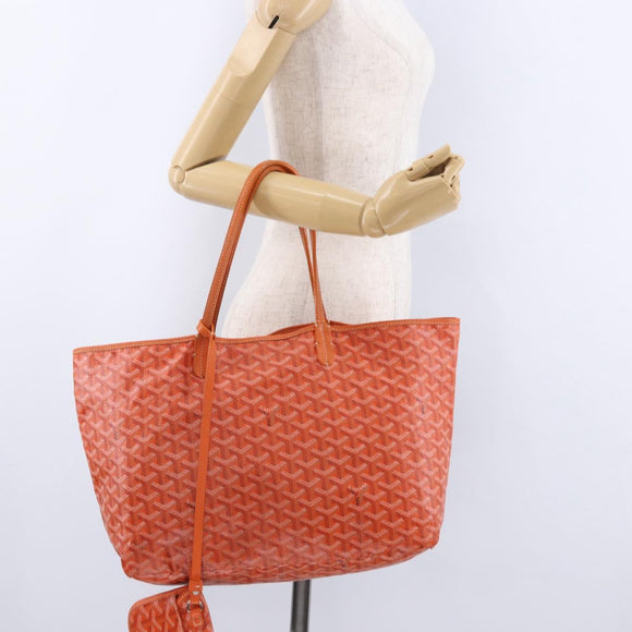 GOYARD Herringbone Saint Louis PM Tote Bag PVC Leather Orange Auth 195491