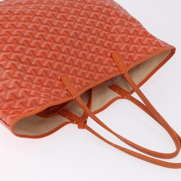 GOYARD Herringbone Saint Louis PM Tote Bag PVC Leather Orange Auth 195491