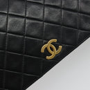 CHANEL Matelasse Chain Shoulder Bag Lamb Skin Black Gold Tone CC Auth 195492-14