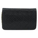 CHANEL Matelasse Chain Shoulder Bag Lamb Skin Black Gold Tone CC Auth 195492-3