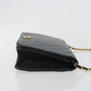 CHANEL Matelasse Chain Shoulder Bag Lamb Skin Black Gold Tone CC Auth 195492-4