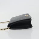 CHANEL Matelasse Chain Shoulder Bag Lamb Skin Black Gold Tone CC Auth 195492-5
