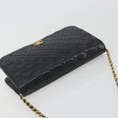 CHANEL Matelasse Chain Shoulder Bag Lamb Skin Black Gold Tone CC Auth 195492-6