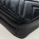 GUCCI GG Marmont Chain Shoulder Bag Leather Black Gold Tone 598597 Auth 195493V-16