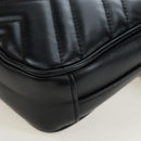GUCCI GG Marmont Chain Shoulder Bag Leather Black Gold Tone 598597 Auth 195493V-17