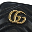 GUCCI GG Marmont Chain Shoulder Bag Leather Black Gold Tone 598597 Auth 195493V-18