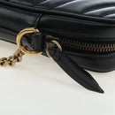GUCCI GG Marmont Chain Shoulder Bag Leather Black Gold Tone 598597 Auth 195493V-9