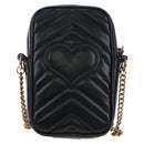 GUCCI GG Marmont Chain Shoulder Bag Leather Black Gold Tone 598597 Auth 195493V-2