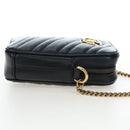 GUCCI GG Marmont Chain Shoulder Bag Leather Black Gold Tone 598597 Auth 195493V-4