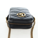 GUCCI GG Marmont Chain Shoulder Bag Leather Black Gold Tone 598597 Auth 195493V-6