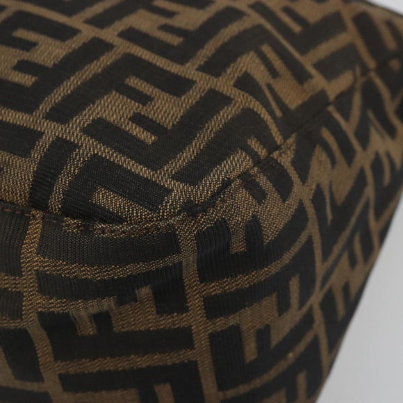 FENDI Zucca Canvas Mamma Baguette Shoulder Bag Brown Silver Auth 195494V