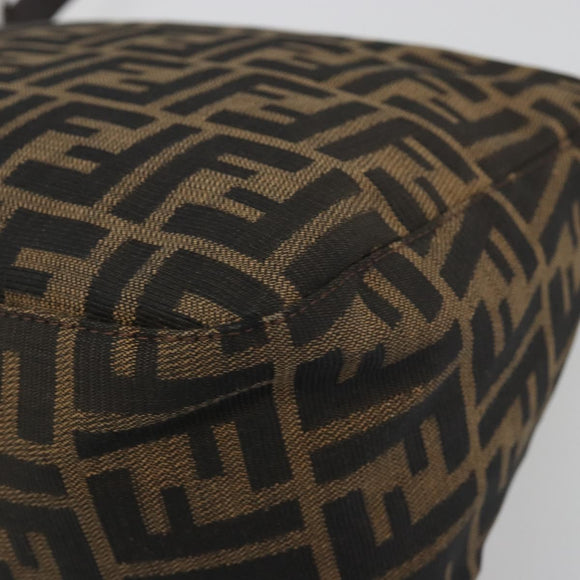 FENDI Zucca Canvas Mamma Baguette Shoulder Bag Brown Silver Auth 195494V