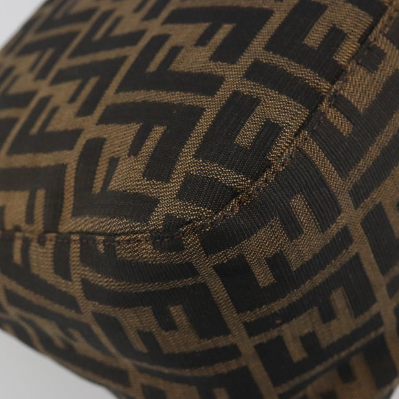 FENDI Zucca Canvas Mamma Baguette Shoulder Bag Brown Silver Auth 195494V