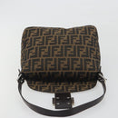 FENDI Zucca Canvas Mamma Baguette Shoulder Bag Brown Silver Auth 195494V-19